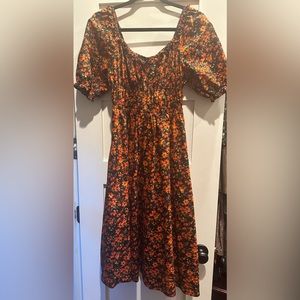 Gap orange and black floral dress